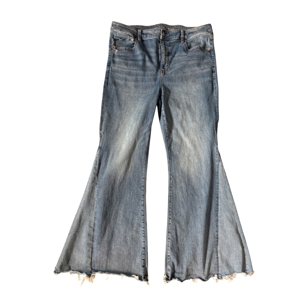 American Eagle Size 18 Indigo Fray Ne(x)t Level Festival Flare Jean 70's boho
